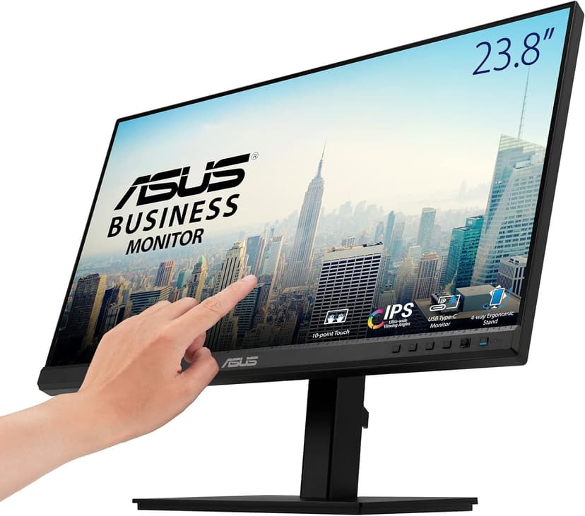 ASUS 24" 1080P Multi-Touch Monitor (BE24ECSBT) - Full HD, IPS, 10-Point Touch, IPS, Eye Care, USB-C with Power Delivery, HDMI, DisplayPort Daisy Chain, Height Adjustable, VESA Wall Mountable, Black