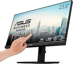 ASUS 24" 1080P Multi-Touch Monitor (BE24ECSBT) - Full HD, IPS, 10-Point Touch, IPS, Eye Care, USB-C with Power Delivery, HDMI, DisplayPort Daisy Chain, Height Adjustable, VESA Wall Mountable, Black