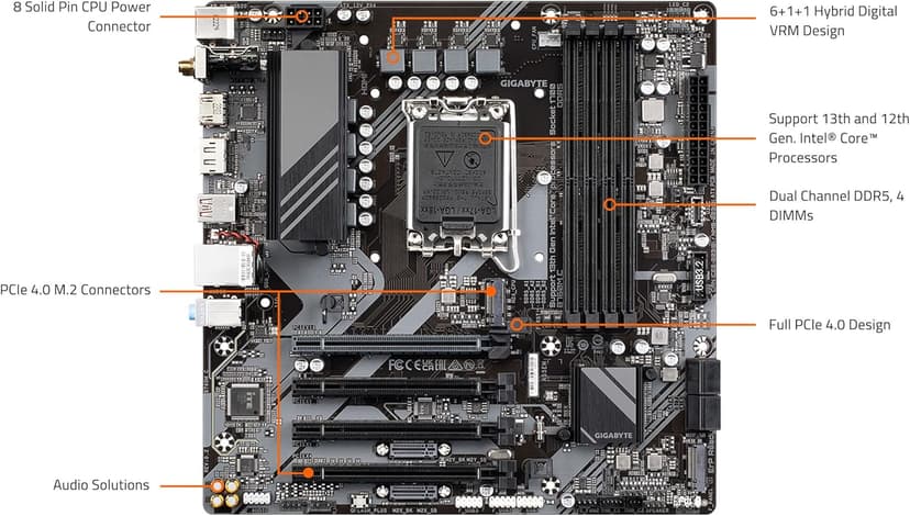 GIGABYTE B760M C (LGA 1700/ Intel/ B760/ Micro ATX/ DDR5/ M.2/ PCIe 4.0/ USB 3.2 Gen 2 Type-C/Realtek Wi-Fi 1GbE LAN/Q-Flash Plus/PCIe EZ-Latch/Motherboard)