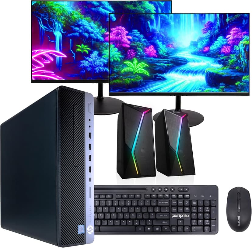 HP EliteDesk 800G4 PC | Windows 11 Pro | Intel i5-8500 | 16GB RAM 1TB SSD | New Dual 24" LCDs | RGB Speakers | Home or Office Computer | Internal WiFi 6 AX200 + BT (Renewed)