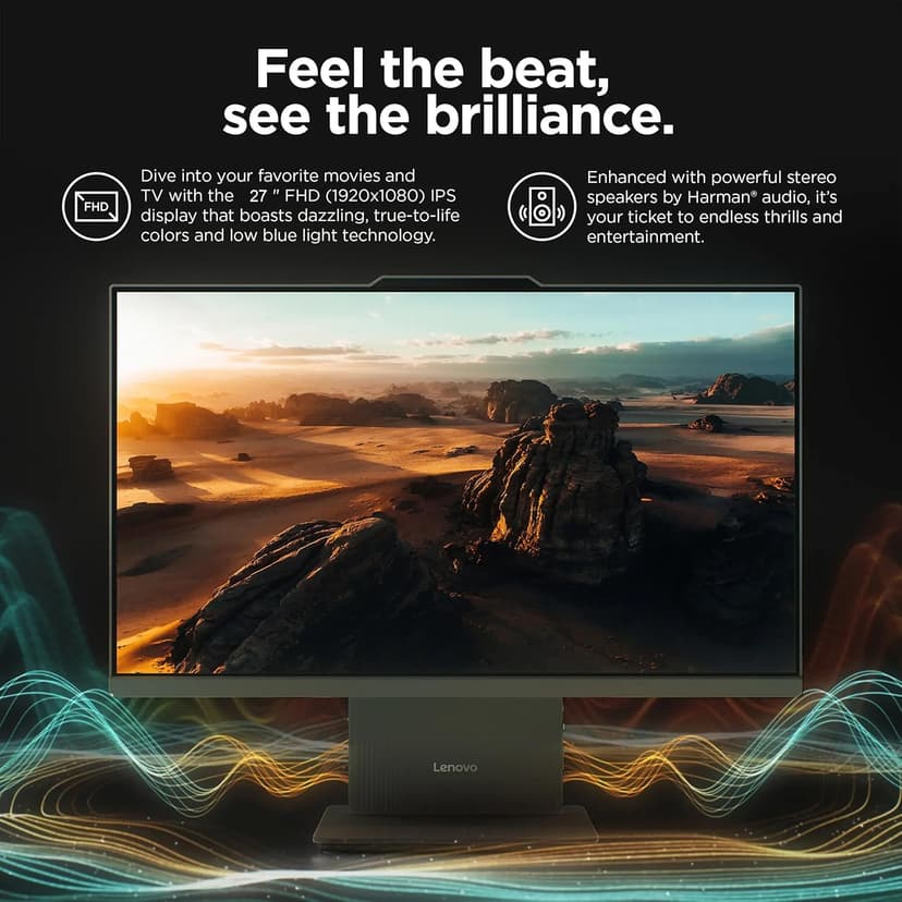 Lenovo ThinkCentre All-in-One Desktop Computer, 27" FHD IPS Display, 8-core Intel Core i5-13420H, 32GB DDR5, 1TB SSD, Wi-Fi 6, USB-C, HDMI in&Out, Wired KB&Mouse, Windows 11 Pro