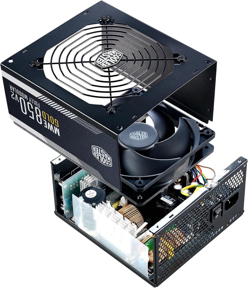 Cooler Master MWE Gold 850 V2 Full Modular, 850W, 80+ Gold Efficiency, 2 EPS Connectors, 120mm HDB Fan, Semi-fanless Operation, 5 Year Warranty