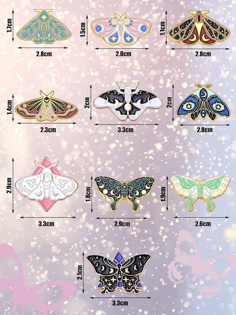 Janinka 10 Pcs Butterfly Enamel Pins Set Cute Enamel Backpack Lapel Pin Cool Horror Brooches for Steampunk Badge Jewelry