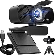 Full HD 1080P Video Webcam and Wide Angle Camera with Built-in Microphone and Rotatable Tripod,for Laptop Computer or Desktop PC,Great for Live Streaming.Calls.Video Conferencing(Black)-1