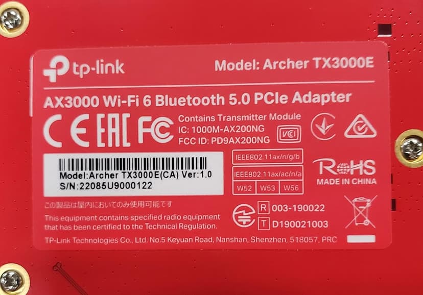 TP-Link WiFi 6 AX3000 PCIe WiFi Card (Archer TX3000E), Up to 2400Mbps, Bluetooth 5.3, 802.11AX Dual Band Wireless Adapter with MU-MIMO, OFDMA, Ultra-Low Latency, Supports Windows 11, 10 (64bit)
