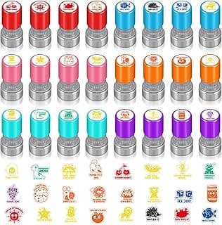 Yinder 24 Pcs Teacher Stamps for Classroom Self Inking School Classroom Stamps Bulk for Teachers Elementary Colorful Motivational Encouraging Gifts(Cute Animal)