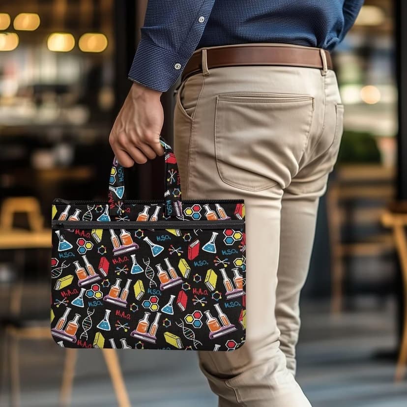 Large Document Pouch with Zipper Lightweight Tote Art Bag Reusable Filing Folder for School Office