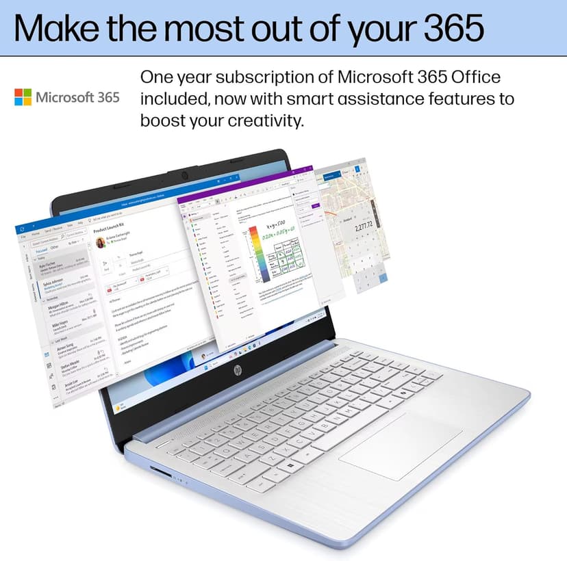 HP 14 Laptop Student Business 2025 Flagship Computer, AI Copilot, 4-Core 13th Gen Intel CPU, 16GB RAM 628GB Storage (128GB UFS+ 500GB Ext), 1-Yr Office 365, Long Battery HubxcelAccessory Win 11S Blue