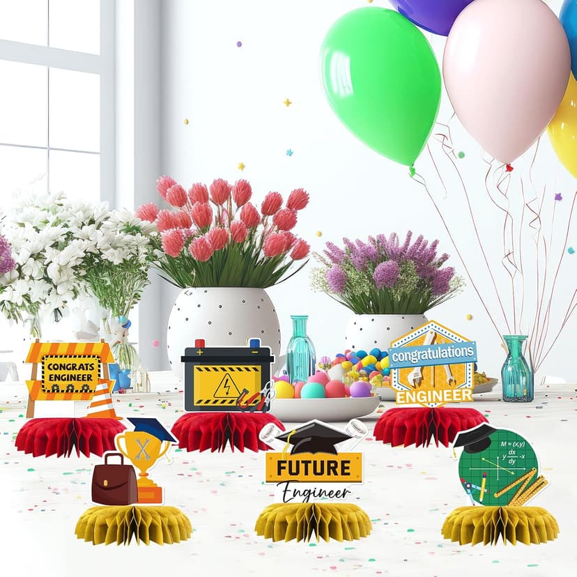 Congrats Engineer Graduation Table Honeycomb Centerpieces, Future Engineer Party Table Toppers Engineer Degree Graduation Decoration Supplies Engineering Table Centerpieces 7 PCS