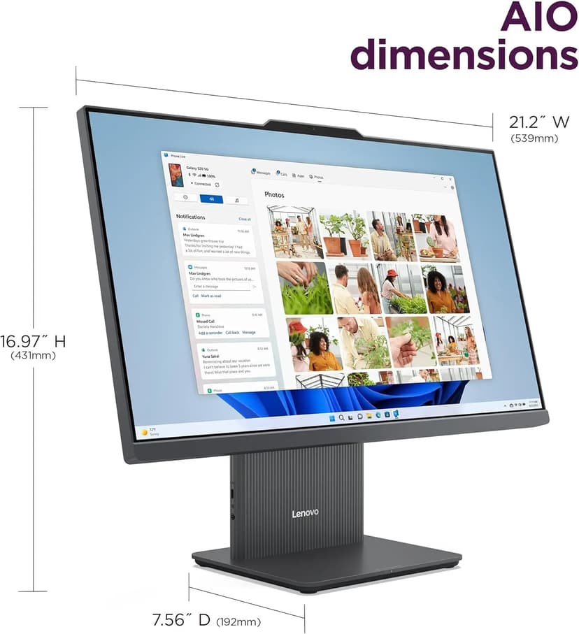 Lenovo ThinkCentre All-in-One Desktop Computer, 24" FHD IPS Display, 5-core Intel U300 Processor, 32GB DDR5, 1TB SSD, Wi-Fi 6, USB-C, HDMI in&Out, Wired KB&Mouse, Windows 11 Pro