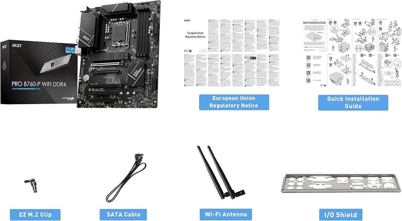 msi PRO B760-P WiFi DDR4 ProSeries Motherboard (Supports 12th/13th/14th Gen Intel Processors, LGA 1700, DDR4, PCIe 4.0, M.2, 2.5Gbps LAN, USB 3.2 Gen2, HDMI/DP, Wi-Fi 6E, Bluetooth 5.3, ATX)