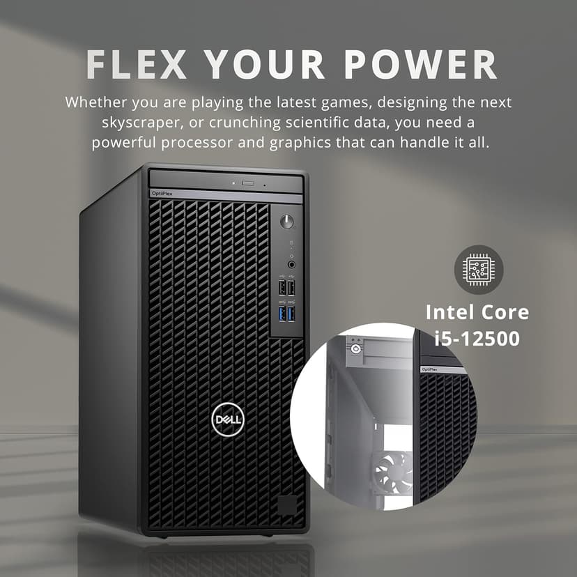 Dell OptiPlex 3000 Tower Business Desktop, Intel i5-12500 Processor, 32GB RAM, 2TB PCIe SSD, Ethernet, WiFi Adapter, KB& Mouse, DVDRW, Windows 11 Pro, Black