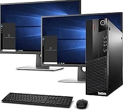 Lenovo M93P SFF Computer Desktop PC Intel Core i7 3.4GHz Processor 16GB Ram 128GB M.2 SSD 2TB HDD Wireless Keyboard Mouse, WiFi | Bluetooth, New Dual 23.8" Monitor Win 10 Pro (Renewed)