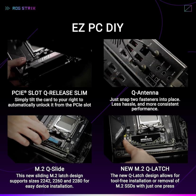 ASUS ROG Strix B850-I Gaming WiFi AMD AM5 B850 Mini-ITX mITX Motherboard 10+2+1 Stages, DDR5, 2.5G LAN, WiFi 7, 2X M.2, PCIe® 5.0 x16, USB 20Gbps Type-C®, AI Overclocking, AI Networking II, Aura Sync