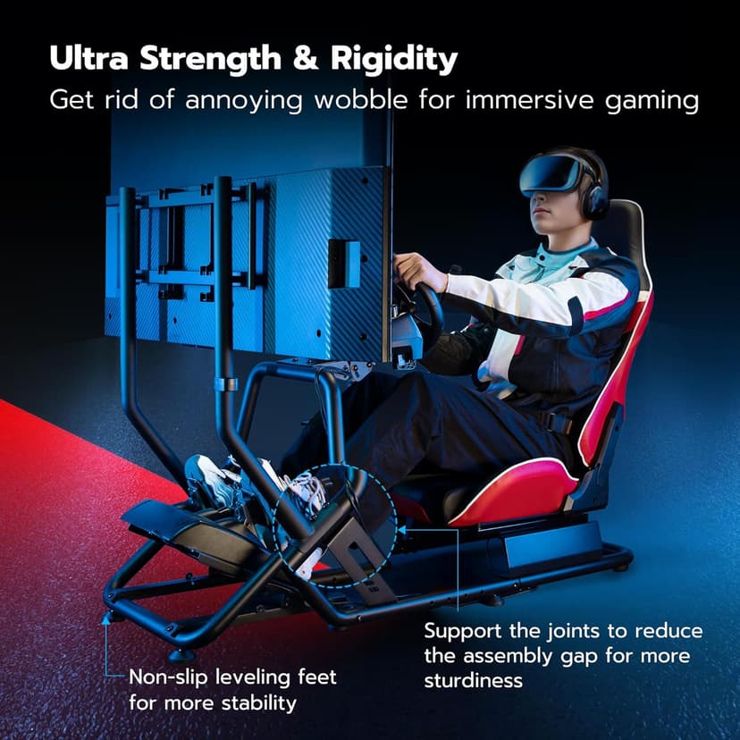 ARES WING Racing Simulator Cockpit with Monitor Mount and Seat, Formula and GT Sim Racing Cockpit Compatible with Fanatec, Thrustmaster, Logitech, Moza Racing Games on PS5, PS4, Xbox and PC