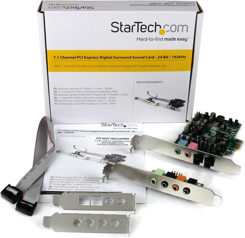 StarTech.com 7.1 Channel Sound Card - PCI Express - 24-bit - 192KHz - SPDIF Digital Optical and 3.5mm Analog Audio (PEXSOUND7CH)