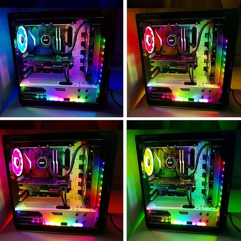 PC Addressable RGB LED Strip Lights Kit - Magnetic PC Case Lighting, 2PCS 42LEDs ARGB Strip for 5V 3pin RGB Header Motherboard Asus Aura, Asrock RGB Led, Gigabyte RGB Fusion, MSI Mystic Light