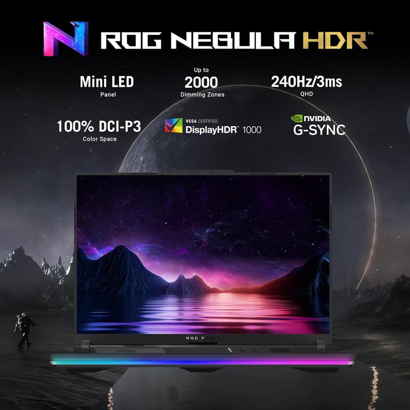 ASUS ROG Strix Scar 16 (2024) Gaming Laptop, 16” Nebula HDR 16:10 QHD 240Hz/3ms, 1100 nits, Mini LED Display, GeForce RTX 4080, Intel Core i9-14900HX, 32GB DDR5, 1TB SSD, Windows 11 Pro, G634JZR-XS96