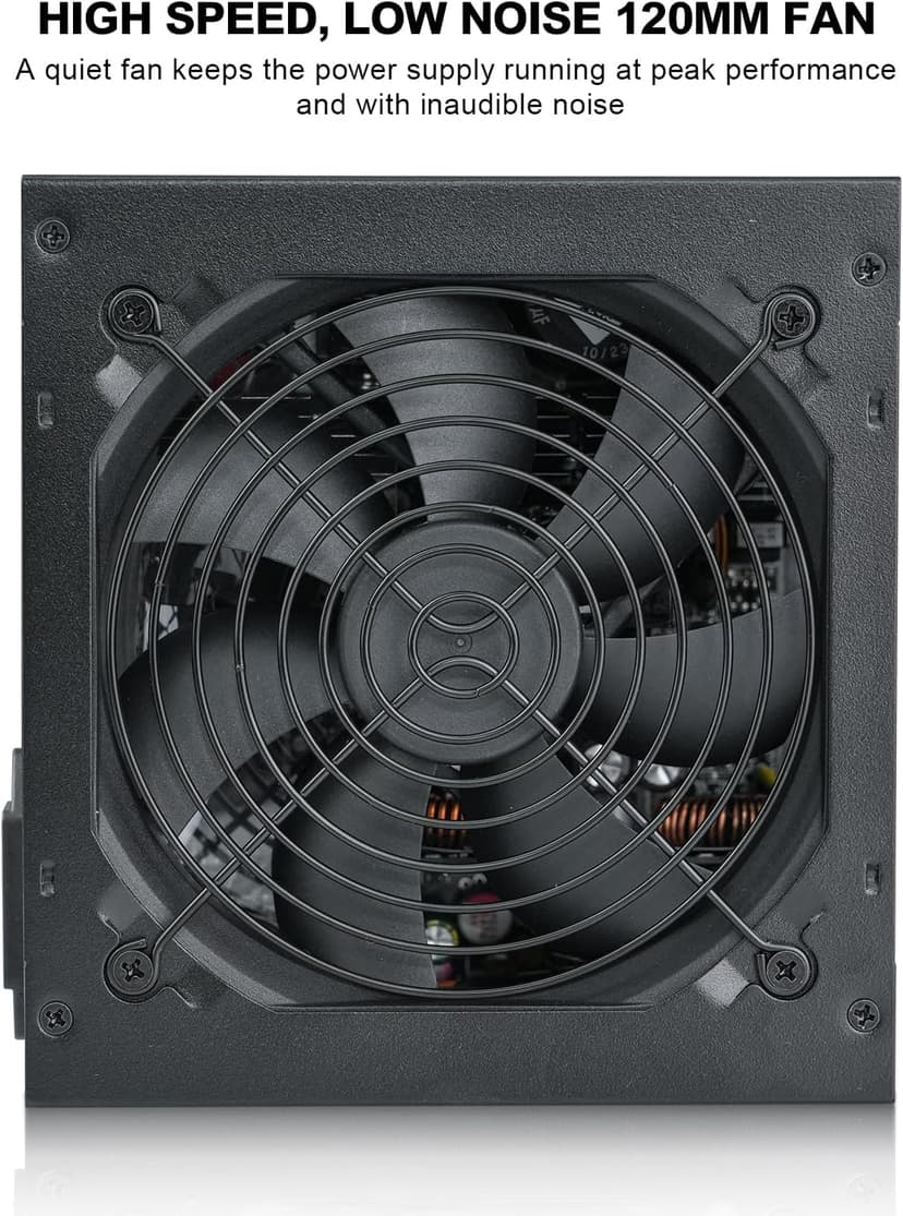 Segotep 650W 80 Plus Gold Certified Non-Modular ATX Power Supply with 6+2 Pin Connectors PFC Protection and RoHS Compliance, 120mm Silent Fan Gaming PSU GN-650 Black