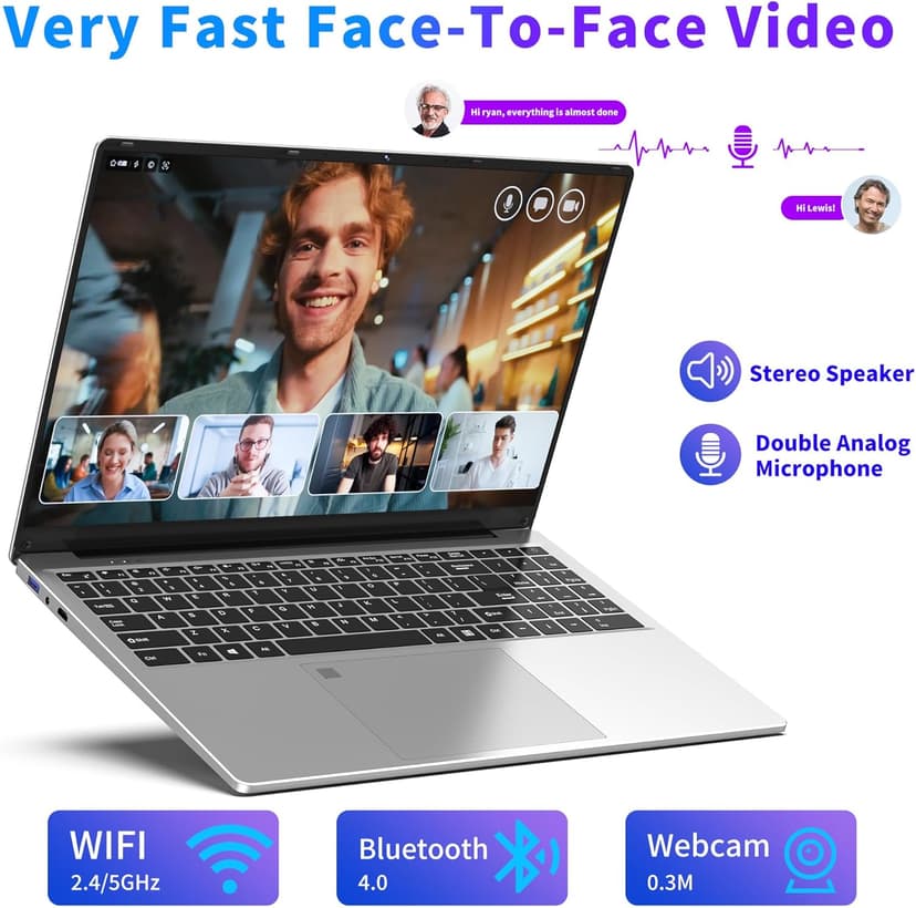 16 Inch Laptop Computer 2025, Gaming Laptop, 16GB RAM 1TB SSD, N100 Processor, FHD 1920 * 1200, 180° Open, Backlit Keyboard, Windows 11 Pro, Fingerprint Unlock, UHD Graphics 750 MHz, Student