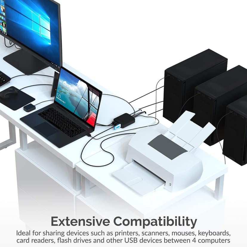 SABRENT USB 2.0 Sharing Switch up to 4 Computers and Peripherals LED Device Indicators (USB-USS4) Black