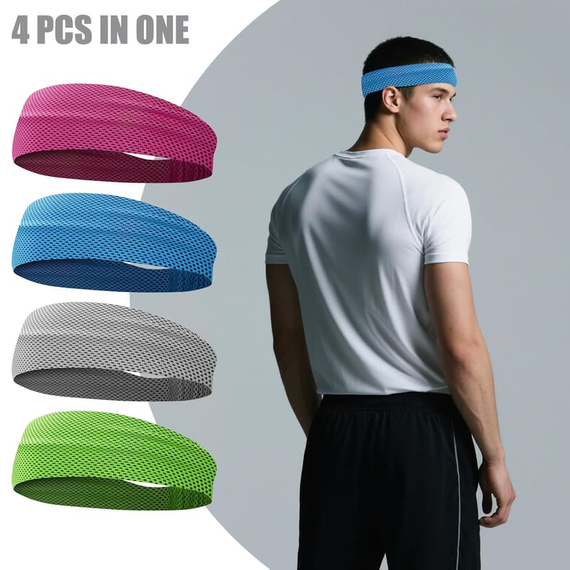 4 Pcs Cooling Headbands for Women Men Sport Sweatband for Running Yoga Cycling Hiking Workout