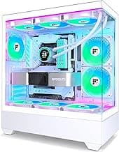 PC Case - Pre-Installed 6 PWM ARGB Fan, ATX Mid-Tower Gaming PC Case, Type-C,FOIFKIN (White, F1)