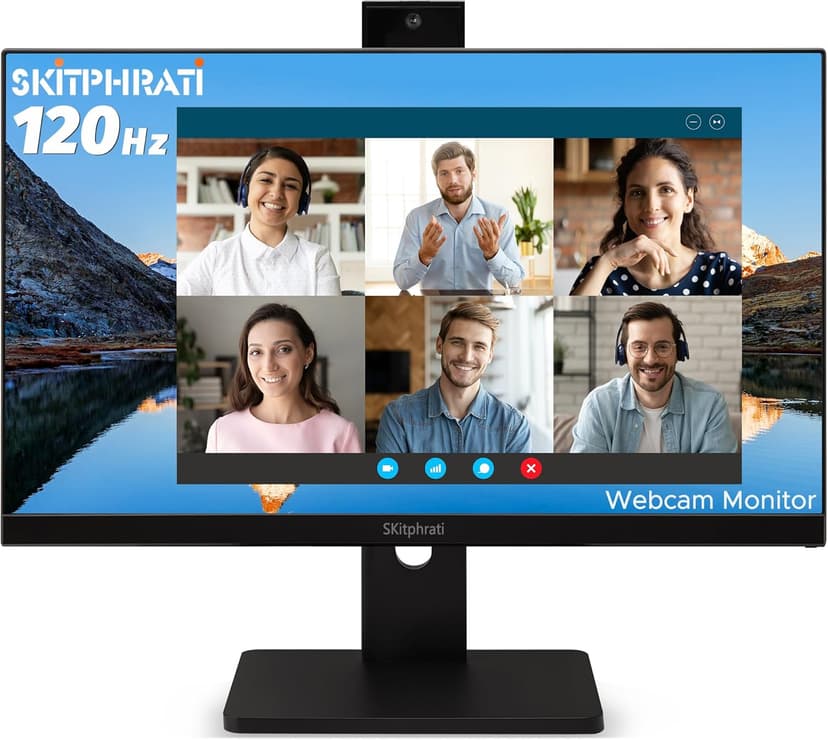 23.8” Business Webcam Gaming Monitor, 1080P IPS 120HZ, Video Conference Monitor - Built-in Adjustable 3MP Webcam, Mic Array, Speakers, Eye Care, Frameless, HDMI, DP, VGA, USB 2.0