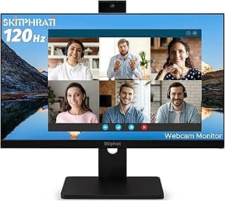 23.8” Business Webcam Gaming Monitor, 1080P IPS 120HZ, Video Conference Monitor - Built-in Adjustable 3MP Webcam, Mic Array, Speakers, Eye Care, Frameless, HDMI, DP, VGA, USB 2.0