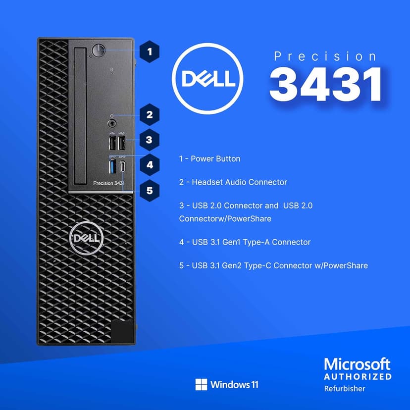 Dell Precision Workstation PC | Quadro P620 GPU - Editing & Design | Windows 11 Pro | Intel i5-9500 | 16GB RAM 1TB SSD | New 24" LCDs | Home or Office Computer | WiFi 6 AX200 + BT (Renewed)