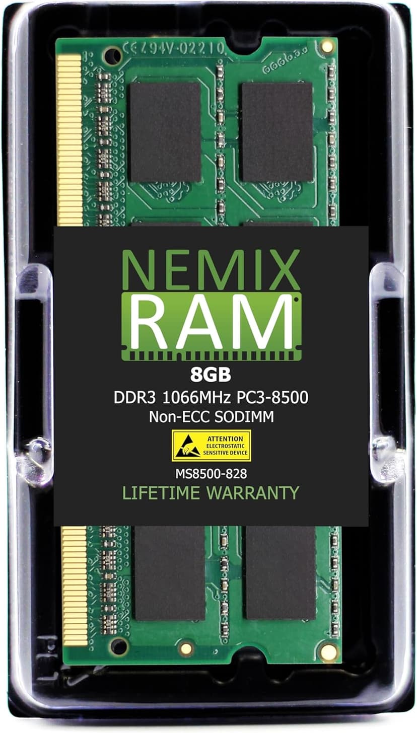 NEMIX RAM 8GB (1X8GB) DDR3 1066MHZ PC3-8500 2Rx8 1.5V 204-PIN Non-ECC SODIMM Laptop PC Memory