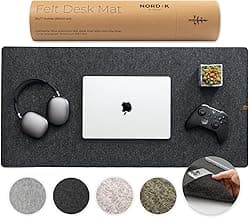 Nordik Large Felt Desk Mat - Charcoal - 35 x 17 inch - Full Desk Keyboard Mat - Computer Desk Mat for Keyboard and Mouse Pad - Desktop Mat - Large Felt Desk Pad