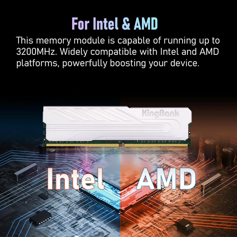 Computer Desktop Memory Ram DDR4 16GB(2x8GB) 3200MHZ CL16 1.35V XMP2.0 Overclocking with Heatsink for PC Gaming/Office/PS,Silver