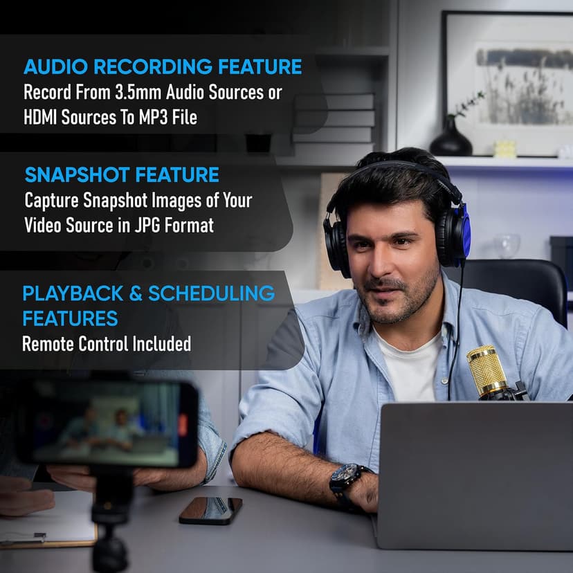 ClearClick 4K HD Video Capture Box 2.0 (Second Generation) - Record Audio and Video from 4K HDMI Sources [Content-Protected Sources Not Supported] - Saves onto USB Flash Drive or MicroSD Card