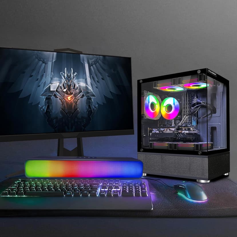 STGAubron Gaming Desktop PC, Intel Core I7 8th Gen up to 4.1G, GeForce GTX 1660 Super 6G, 16G DDR4, 512G SSD, WiFi 6 & BT 5.2, RGB Fan x4, Windows 11 Home