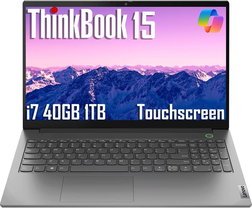 Lenovo ThinkBook 15 Gen 4 Business Laptop (15.6" IPS FHD Touchscreen, Intel 10-Core i7-1255U, 40GB RAM, 1TB SSD), FHD Webcam, Narrow Bezel, Backlit, Fingerprint, Thunderbolt 4, Win 11 Pro, Grey