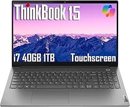 Lenovo ThinkBook 15 Gen 4 Business Laptop (15.6" IPS FHD Touchscreen, Intel 10-Core i7-1255U, 40GB RAM, 1TB SSD), FHD Webcam, Narrow Bezel, Backlit, Fingerprint, Thunderbolt 4, Win 11 Pro, Grey