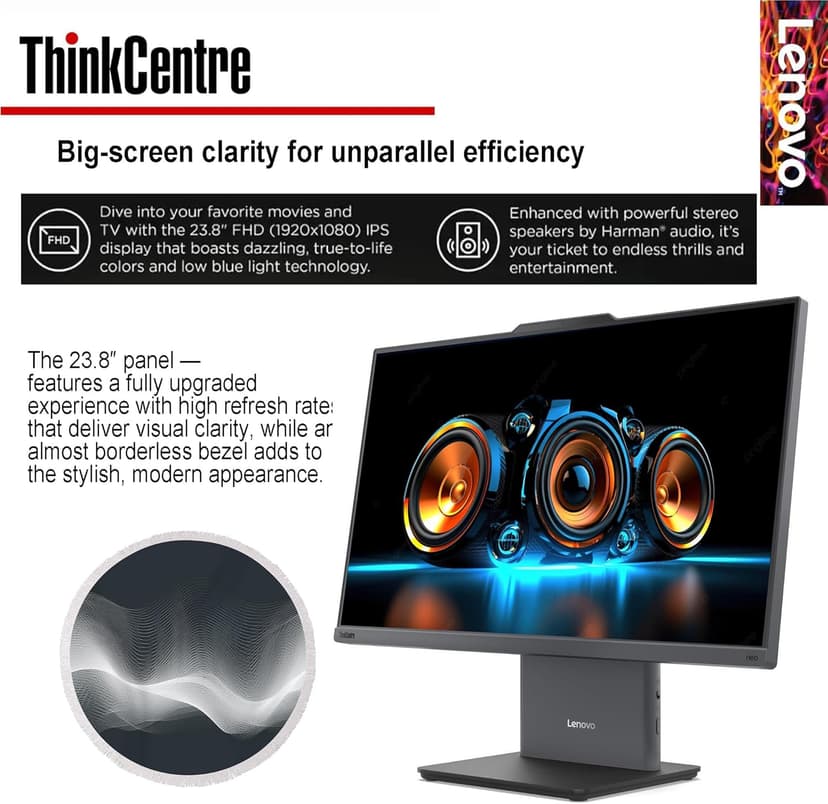 Lenovo ThinkCentre Business All-in-One Computer | 13th Gen Intel 6-Core Processor | 24'' Full HD Display | Wi-Fi 6 | USB-C | HDMI in&Out | KB&Mouse | Windows 11 Pro (64GB RAM | 2TB SSD)