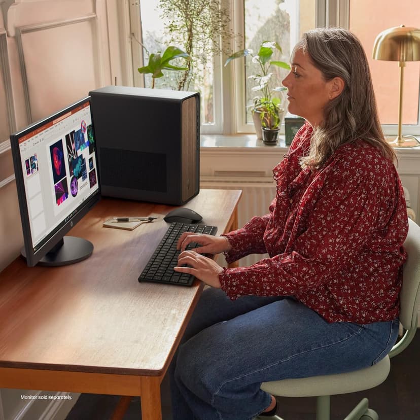 HP OmniDesk Desktop PC, Intel Core Ultra 7 265, 32 GB RAM, 2 TB SSD, Intel Graphics, Windows 11 Home, Microsoft Copilot, Dark Wood, M03-0060 (2025)