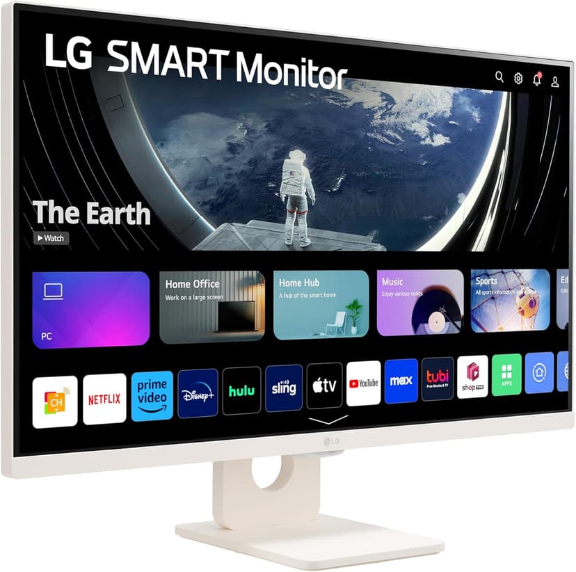 LG 27SR50F-W Smart Monitor 27-Inch FHD (1920x1080) IPS Display, webOS 23, HDR 10, x2 Built-in Speakers, AirPlay 2, Screen Share, Bluetooth, ThinQ App, Remote Control, White