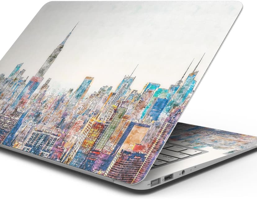 Watercolor New York City Skyline Full-Body Wrap Scratch Resistant Decal Skin-Kit Compatible with MacBook 13" Pro M1 (A2338)