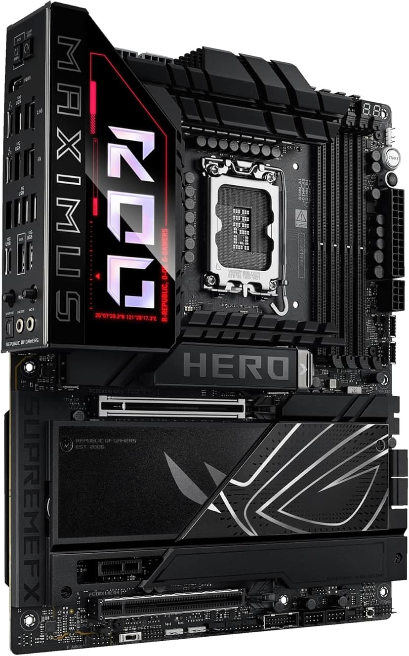 ASUS ROG Maximus Z890 Hero Intel® Z890 LGA 1851 ATX Motherboard, Advanced AI PC-Ready, 22+2+1+2 Stages, DDR5, WiFi 7, 3X PCIe® 5.0 M.2, Thunderbolt™ 4, USB Type-C®, AI Overclocking/Cooling/Networking