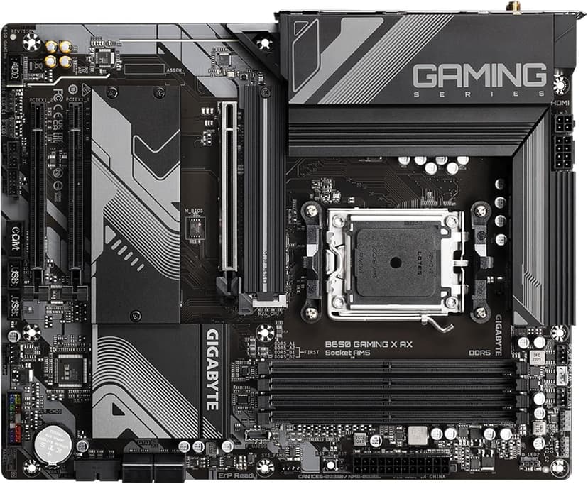 GIGABYTE B650 Gaming X AX (AM5/ LGA 1718/ AMD/ B650/ ATX/ 5-Year Warranty/ DDR5/ PCIe 4.0 M.2/ PCIe 4.0/ USB 3.2 Gen2x2 Type-C/AMD Wi-Fi 6E/ Realtek 2.5GbE LAN/Motherboard)