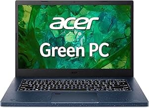 Acer Aspire Vero AV14-52P-55N4 Intel Evo Green PC | 14" FHD IPS 100% sRGB Display | Intel Core i5-1335U | Intel Iris Xe Graphics | 8GB LPDDR4X | 512GB Gen 4 SSD | Killer Wi-Fi 6E | PCR Materials