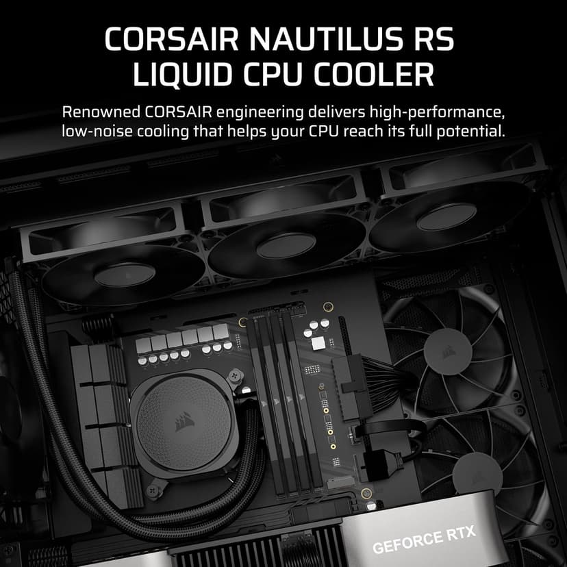 CORSAIR Nautilus 360 RS Liquid CPU Cooler – 360mm AIO – Low-Noise – Direct Motherboard Connection – Daisy-Chain – Intel LGA 1851/1700, AMD AM5/AM4 – 3X RS120 Fans Included – Black