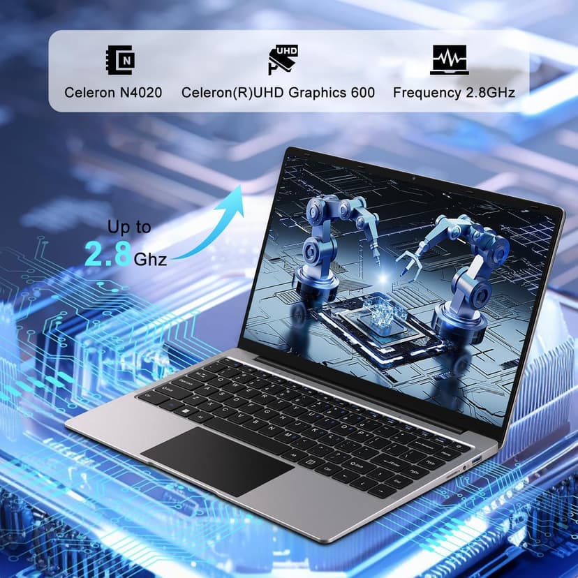 2025 14 Inch Laptop Computer Win 11 8GB+256GB SSD Up to 1TB SSD Expand Laptops N4020 Up to 2.8Ghz DDR4 1080p FHD Dual WiFi BT4.2 with Webcam Screen Projection Function for Business Student--Silver