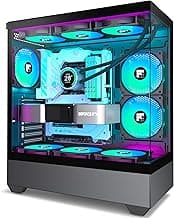 PC Case - Pre-Installed 6 PWM ARGB Fan, ATX Mid-Tower Gaming PC Case,Type-C, FOIFKIN (Black, F1)