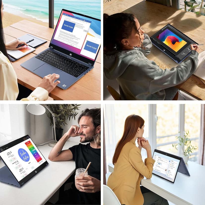 2 in 1 Laptop Convertible 15.6 Inch (16GB RAM, 1TB SSD), i3-1215U 6-Core Processor(Up to 4.4Ghz), FHD IPS Touch Screen Laptop Computer 360° for Students and Business, USB 3.0, Type C
