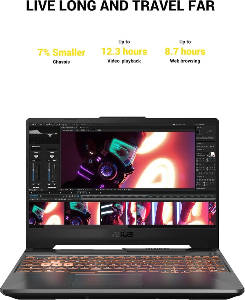 ASUS TUF Gaming A15 Gaming Laptop, 15.6” 144Hz FHD IPS-Type, AMD Ryzen 7 4800H, GeForce GTX 1660 Ti, 16GB DDR4, 512GB PCIe SSD, Gigabit Wi-Fi 5, Windows 10 Home, Metal, TUF506IU-ES74