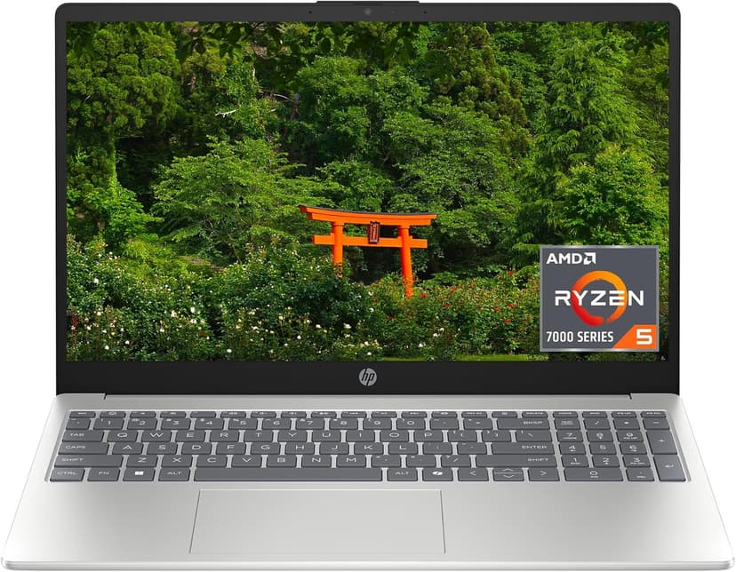 HP 15.6 inch Laptop, HD Touchscreen Display, AMD Ryzen 5 7520U, 8 GB RAM, 512 GB SSD, AMD Radeon Graphics, Windows 11 Home, Natural Silver, 15-fc0499nr